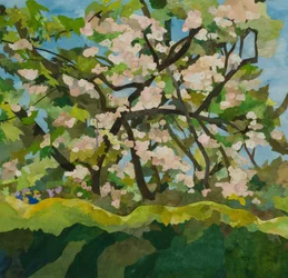 Cornerways Apple Tree, 2019（水彩絵の具で描いた紙のコラージュ）
