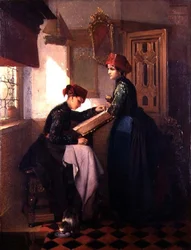 Hindeloopen Girls in an Interior (油彩・パネル)