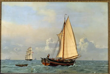 1831年に風下に向かう旧デンマーク船 絵画：Christoffer Wilhelm Eckersberg (1783-1853)