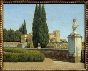 ヴィラ・アルバーニの庭園にて。クリストファー・ヴィルヘルム・エッカーズベルグ（1783-1853）による絵画 Ec.Dan.