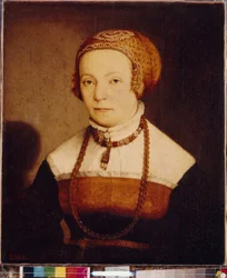 女性の肖像画。 Christoph Amberger (1500-1562 年頃) による絵画、木に油彩、1548 年以降。 ドイツの芸術