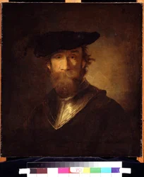 黒いベレー帽の老兵。 ブラックベレー帽の老兵。 クリストファー・パウディス (1630-1666) の絵画。 17世紀ドイツの芸術。 プーシキン美術館、モスクワ。