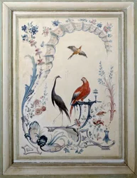 シャン・シュル・マルヌのシャトーの大きな居間の鳥の標識。クリストフ・ユエ（1700-1759）による絵画