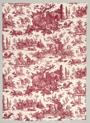 Les plaisirs de la ferme のデザインが施された銅版印刷されたコットンのストリップ、1785～1790 年。