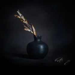 暗い植物の静物画