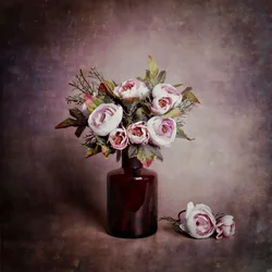 ピンクの花の静物