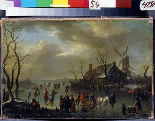 冬の風景。 Claes Molenaer (Klaes Molenaer、1630-1676 年頃) による絵画。 木に油彩。 オランダの芸術、バロック様式。 国立博物館アルハンゲリスコエ エステート、モスクワ