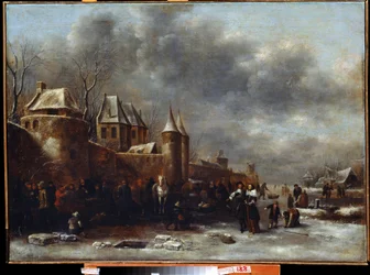 Chateau au bord de la riviere (川岸の城)。 Claes Molenaer (Claes) による絵画