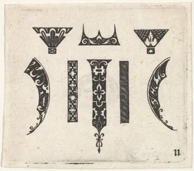 8つのモチーフを持つブラックワークの版画、1620年頃。