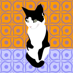 モロッコのタイル上の猫