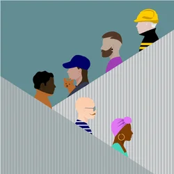 エスカレーターの人々