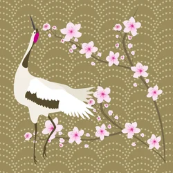 桜と鶴