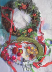 クリスマスの花輪の作成