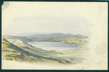 ハーモン山とガリラヤの海、1874年（紙と鉛筆）