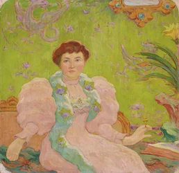 ピンクのドレスを着た若い女性。ピンクのドレスを着た若い女性、1893年頃（キャンバスに油彩）