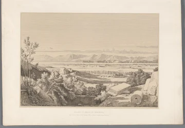 Landschap met zicht op Ruins van Korinth 平原とコリント湾 (オブジェクトのタイトル) 古代ギリシャの最も有名なサイトのビュー (...) (シリーズ タイトル)