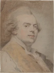 自画像、c.1780（紙に赤と黒のチョークとパステル）