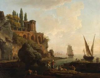 架空の風景、イタリアの港のシーン