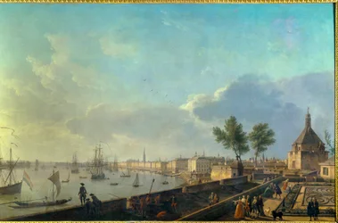 ボルドーの港と城壁 ジョセフ・ヴェルネ（1714-1789）の絵画 18世紀。パリ海洋博物館