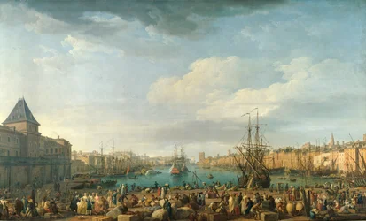 18世紀のマルセイユ港 ジョセフ・ヴェルネ(1714-1789)による絵画 18世紀のパリ。海洋博物館