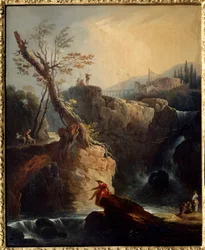 滝の絵 ジョセフ・ヴェルネ（1714-1789）1773年日。0,75x0,6 m ルーアン、Musee des Beaux Arts。