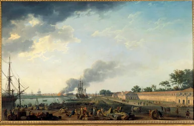 ロシュフォール港と王立コルデリーの眺め ジョセフ・ヴェルネ（1714-1789）作 1762年 パリ、海洋博物館
