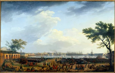 トゥーロン港とアーセナルの眺め ジョセフ・ヴェルネ(1714-1789)の絵画 18世紀パリ、海洋博物館