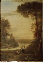 トビ（トビト）と大天使ラファエルのいる風景」（1639年、油彩・カンヴァス