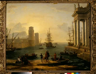 海の港、霧の効果 クロード・ゲレ・ディ・ル・ロラン（1600-1682）の絵画 1646年 日1,19x1,5 m パリ、ルーヴル美術館