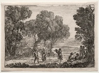 カントリーダンス小皿のある風景、c。 1637。