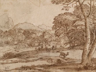 鹿の群れのある風景、1666