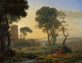 エジプトへの飛行のある風景、c。 1646年。