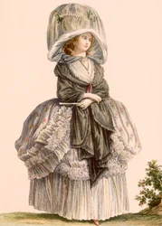 「Galeries des Modes et Costumes Francais」（1778〜87年頃）からDenyが刻印した女性の夏のプロムナードガウン
