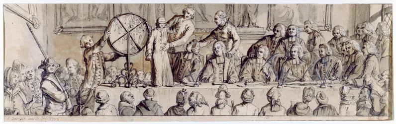 1772年のホテルドヴィルでの抽選（ペン、インク、ウォッシュ）