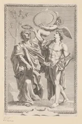 アポロンがプブリウス・ヴェルギリウス・マーロを戴冠 タイトル: Publius Vergilius Maro, Publius Virgilius Maronis Opera, 1641