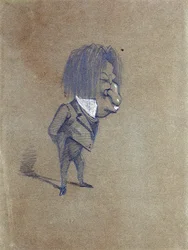 ジュール・ハッソンの似顔絵（1821-89）「Champfleury」、1858（紙に鉛筆とガッシュ）