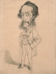 マリオ・ウシャールの風刺画 1858年頃（タン織りの紙に黒鉛筆、消しゴムで押したようなタッチ）