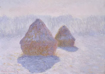 干し草の山（雪と太陽の影響）