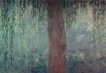 柳のある睡蓮の池、柳のある朝