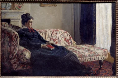 カナッペでの瞑想あるいはモネ夫人 クロード・モネ（1840-1926）の絵画 1871年 日。0.48x0.75 m パリ、オルセー美術館