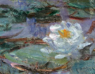 青い睡蓮。 スイレンのディテール。 クロード・モネ (1840-1926) の絵画