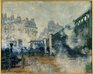 ヨーロッパ橋とサン・ラザール駅（サン・ラザール） クロード・モネ（1840-1926）の絵画 1877年日 0,64 x 0,81m。パリ。マルモッタン・ミュージアム