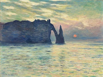 崖」「エトレタ」「夕日」 par Monet, Claude (1840-1926)