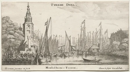 アムステルダムのさまざまな船と景色 (Verscheÿde Ships and Gesichten van Amstelredam)、パート II: アムステルダム近くの運河とモンケルの塔