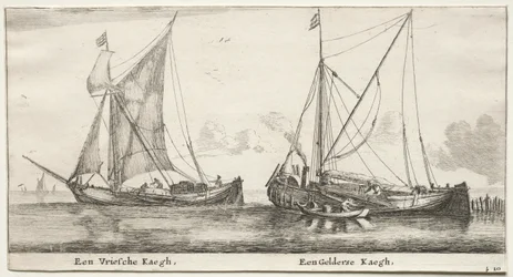 さまざまな船とアムステルダムの景色 (Verscheÿde Ships and Gesichten van Amstelredam)、パート II: A Frisian Bilander. ヘルダーランド・バイランダー