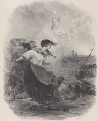 マドンナと一緒に船を指差す海辺の女性, ca. 1848-62。