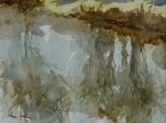 キントベリー運河、春の朝、2003年（水彩画）