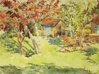 黄色いボートハウス、2015年（水彩画）