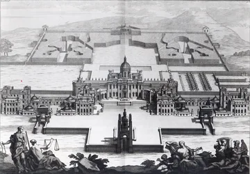 ハワード城、コーレンキャンベル作「Vitruvius Britannicus」より、ヘンドリックハルスバーグ作、1718〜20年頃