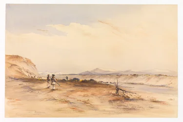 サンタ・クルス川での狩猟、1878年頃（水彩画）